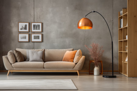 Sophisticated Elegance: Unwind in Style with a Luxurious Sofa and Ambient Floor Lamp in Your Livingの素材