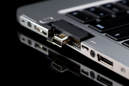 The Hidden Power: Exploring the USB Port Connector Slot Inside a Laptop Computerの素材