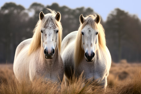 Capturing Majestic Moments: The untamed beauty of 2 Konik horses at Slot Loevesteijn, The Netherlandsの素材