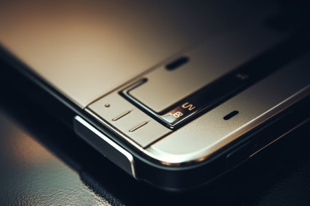 Captivating Close-Up: A Toned Snapshot Revealing the Sleek Side and SIM Card Slot Tray of a Modern Mobile Phoneの素材