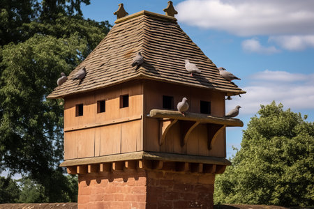 The Majestic Afternoon Glow: Exploring the Enchanting Wooden Dove Cote in UK's Launde Abbey, Leicestの素材