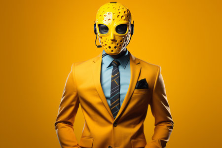 Unleashing the Unstoppable: Exploring Bold Ideas through Comics-Inspired Yellow Suits and Modern Art Collageの素材