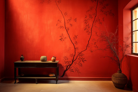 The Vibrant Tapestry: Exploring the Artistic Technique of Grafiato in Red Wall Paintの素材