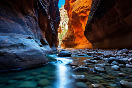 Immerse Yourself in the Natural Wonder of Virgin River Narrows in Zion National Park, Utahの素材