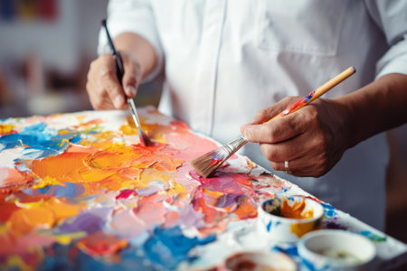 The Power of Creation: A Close-Up Glimpse into the Artist's Studioの素材