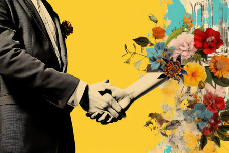 Sealing the Deal: A Handshake of Art Collageの素材
