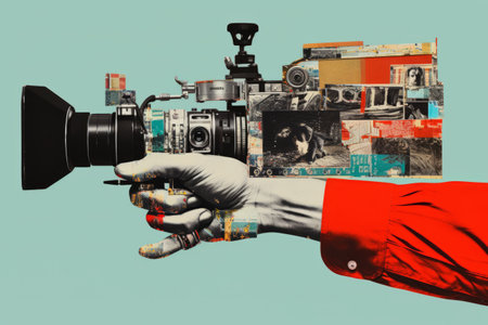 The Deceptive Lens: Exploring Contemporary Art through a Human Hand Spreading Fake Newsの素材