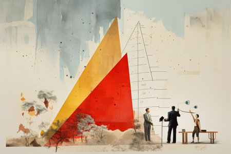 Unveiling the Power of Collage: Three Characters, Growth Chart, and Paper Plane Unite in the Pursuit of Business Successの素材