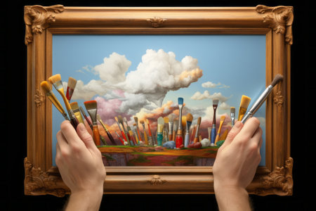 Masterful Creation: A Dazzling 3D Photo Artwork Collage Showcasing the Creative Hand of an Artistの素材