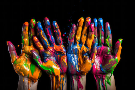 Expressive Handprints: A Vibrant Display of Symbolic Artistryの素材