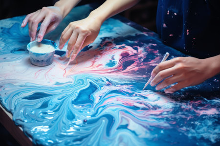 Mastering Acrylic Fluid Pouring: A Step-by-Step Painting Tutorial in a Creative Art Workshopの素材