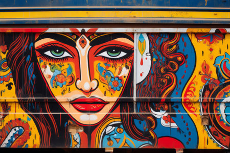 Pakistan's Vibrant Truck Art Shines in Peshawar's Workshop Yard: A Close-Up Lookの素材