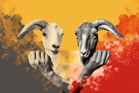 Exploring the Dilemma: Two Human Arms Holding a Lamb Question Markの素材