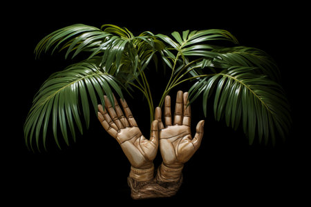 Safeguarding Your Belongings: The Protective Embrace of Two Palmsの素材