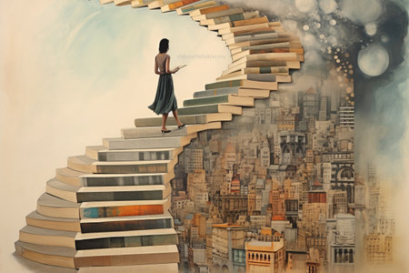 Ascending the Staircase of Knowledge: An Artistic Collageの素材