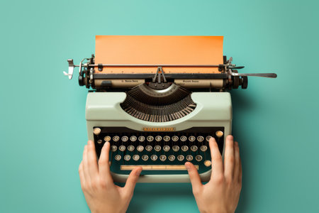 Nostalgic Vibes: Exquisite Collage Featuring Vintage Mechanical Keyboard and Typewriterの素材