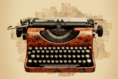 Embracing Nostalgia: Vintage Mechanical Keyboard and Typewriter Collage Rewindの素材