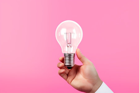 Exploring the Power of Saving: A Vertical Collage Uniting Hands, Currency, and Enlightenment against a Vibrant Pink Backdropの素材