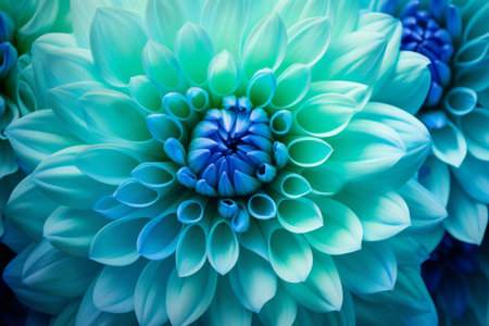 Enchanting Macro Beauty: A Close-Up of Blue-Green Chrysanthemum Flower Amidst a Vibrant Multi-Color Floral Tapestryの素材