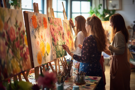 Unleashing Creativity: An Inspiring Journey with Women Artists and Students at the Art School Studioの素材