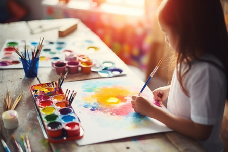 A Colorful World: Unleashing Creativity with Kids Paint and Art Homeworkの素材