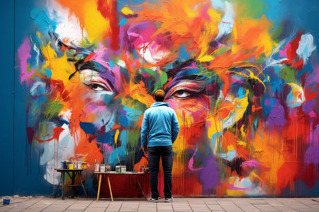 Vibrant Urban Expression: Delving Into Modern Street Art with a Colorful Graffiti Masterpieceの素材