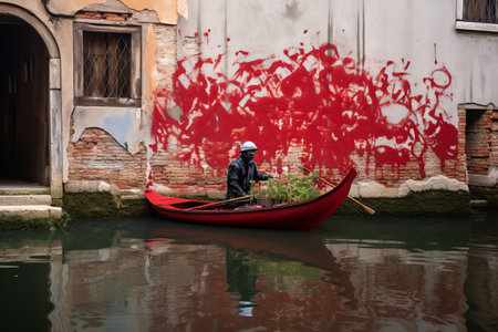 Banksy's Stunning Graffiti Takes Over Venice, Italy on September 13, 2019の素材