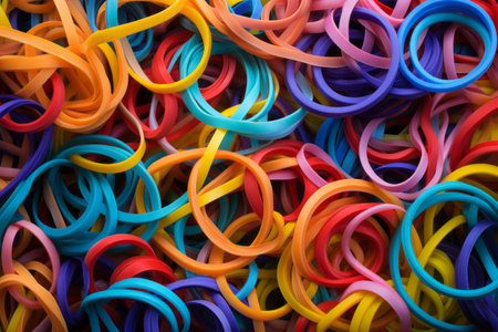 Vibrant Symphony: A Colorful Background of Edited Rubber Bandsの素材