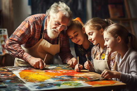 Artistic Growth Unleashed: A Dynamic Group of Art-School Students Flourish in a Creative Havenの素材