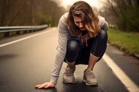 The Agony of a Woman in Excruciating Knee Pain Captured at up_99の素材