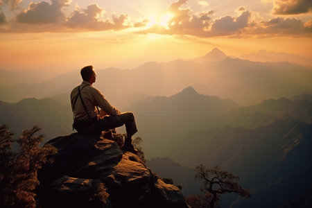 The Blissful Pause: A Hiker's Delight on Mount_97の素材