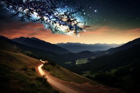 Milky Way Serenade: A Journey Along the Enchanted Mountain Valleyの素材