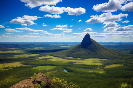 Captivating Vista: Glimpsing the Glass House Mountains National Park from W_96の素材