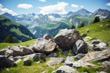 Exploring the Majestic Alpine Mountain Rocks on a Scenic Hikeの素材