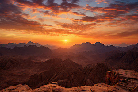 Captivating Sunrise: A Breathtaking View from the Sinai Mountains in Egyptの素材
