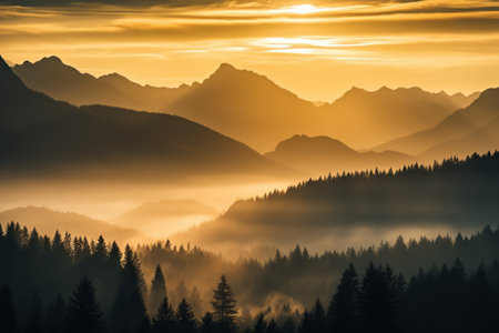 Captivating Mountain Silhouettes Painted by Colorful Sunset in Sum_99の素材