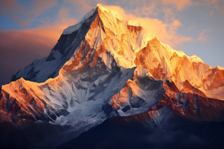 Captivating Beauty: Annapurna Mountains Bathed in Sunrise Lightの素材