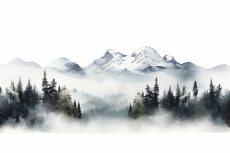 Captivating Mountain Vistas: Breathtaking Landscape Photography Set Against a White Canvasの素材