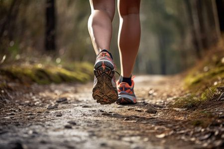 Unleashing the Power: Young_93's Athletic Legs Conquer the Trail in Running Shoesの素材