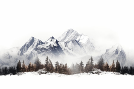 Majestic Mountain Scenery: A Captivating Photography Collection in Pure Whiteの素材