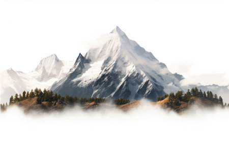 White Canvas Wonders: Captivating Mountain Landscape Photography in Vivid Detailの素材