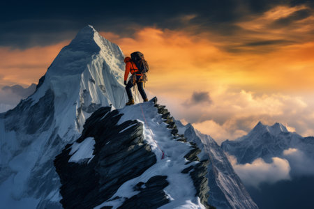 Thrilling Adventure: Conquering the Himalayan Mountain - Relaxed Climber at an Altitude of 3,200m!の素材