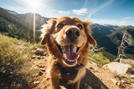 95 Shades of Joy: The Playful and Contented Expression of a Brown Mixed Breed Dogの素材