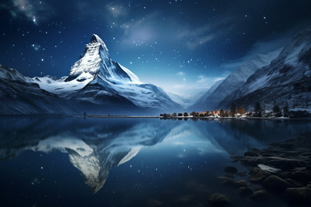 Spectacular Reflections: A Digital Composition of the Majestic Matterhorn Mountain in _96+の素材