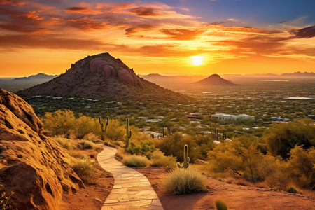 Captivating Sunset Views on Camelback Mountain: A Serene Escape in Phoenix, Arizonaの素材