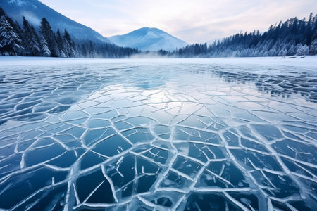 Frozen Wonderland: Cracks on the Surface of the Blue Ice in the Carpathian Mountains of Ukraineの素材