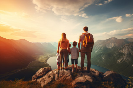 Mountain Bliss: A Family Embracing Nature's Splendorの素材