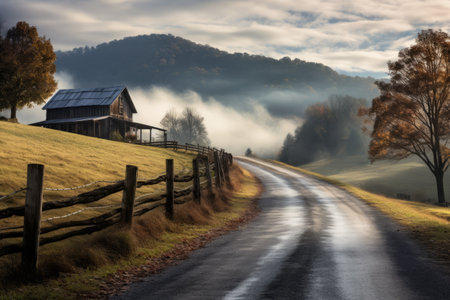 Journey through Serene Mountainous Landscapes: Exploring the Irresistible Charm of Country Roadsの素材