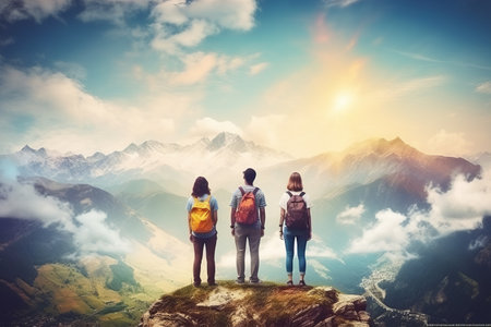 Mountains of Joy: Four Friends Embark on a Thrilling Adventureの素材