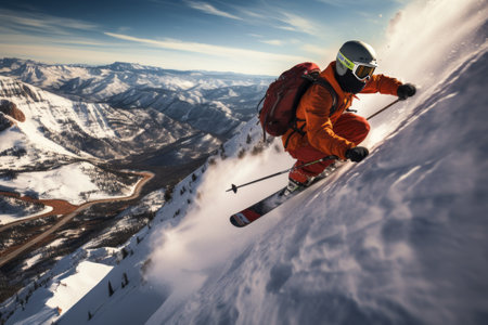 Thrilling Downhill Skiing in the Stunning Utah, USA: AR 3 2 IRAG439995 Relaxed_96の素材